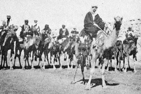 British Arabist H. St.-John Philby (Kim Philby father) on a camel in the Arabian desert, 1917.